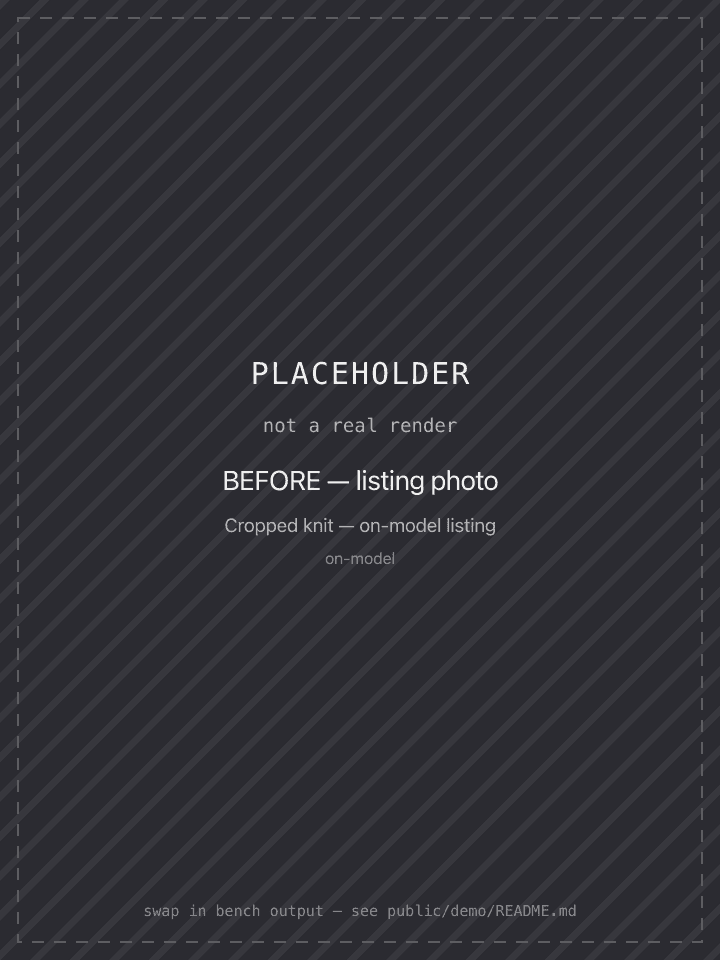 Placeholder standing in for an on-model listing photo of a cropped knit